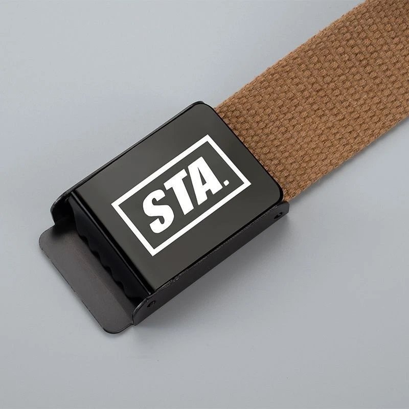 Stone Island Canvas Belt Beige with Black Compass Buckle - 7