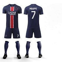 Around 24–25, at home in Paris, the No. 7, Kylian Mbappé.