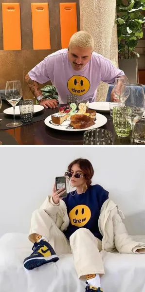 Drew House Smiley Face Logo T-Shirt Blue - 14