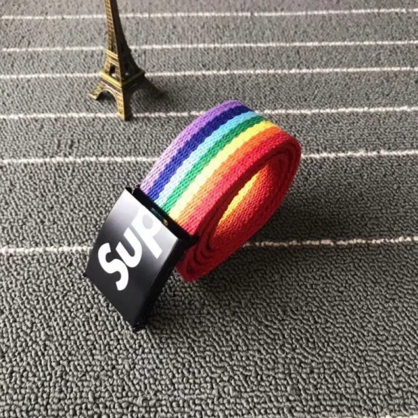 Supreme Rainbow Webbing Belt Black Buckle - 1