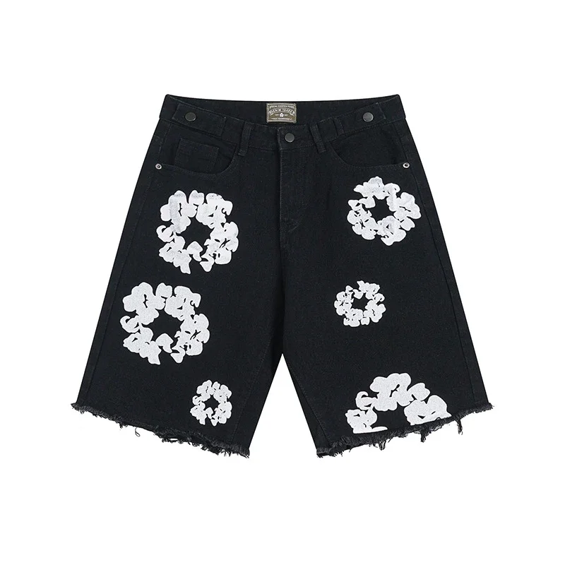 Denim Tears Cotton Wreath Raw Hem Denim Shorts
