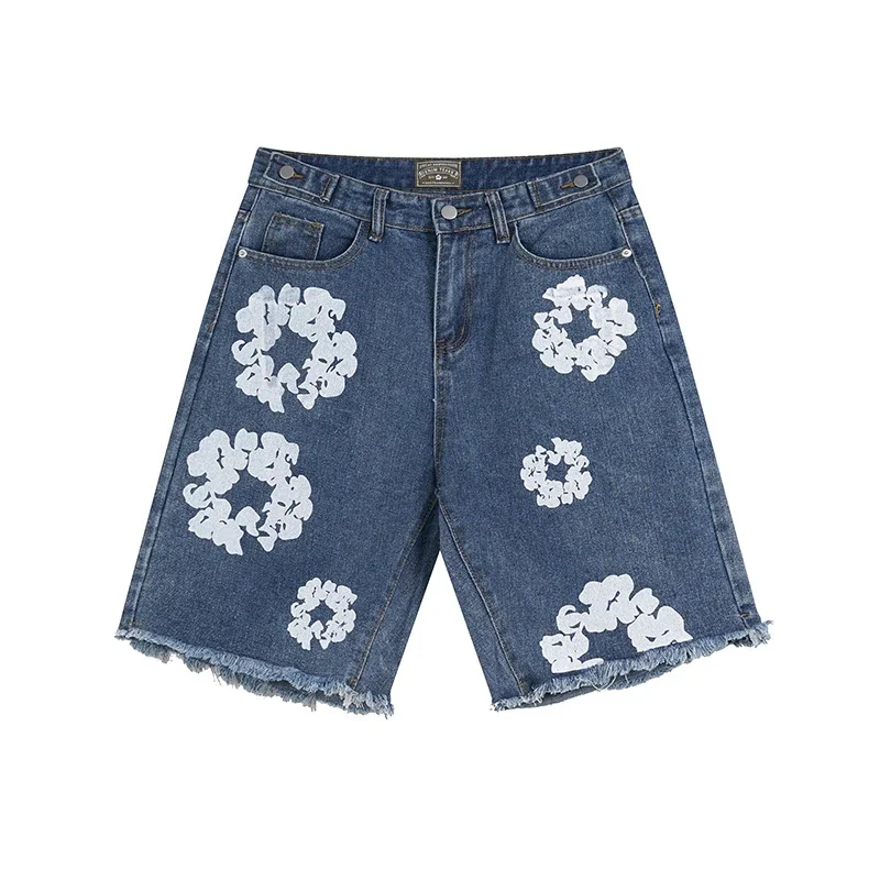 Denim Tears Cotton Wreath Raw Hem Denim Shorts