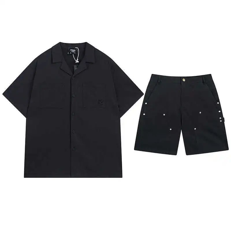 Design Short-Sleeve Shirt and Utility Shorts Set Black - 6