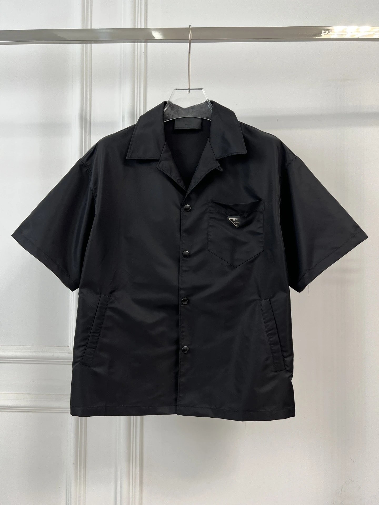 Prada Metal Triangle Logo Shirt Black