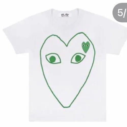 White Green Line Heart T-Shirt