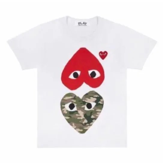 White Top Red Bottom Camouflage Heart T-Shirt
