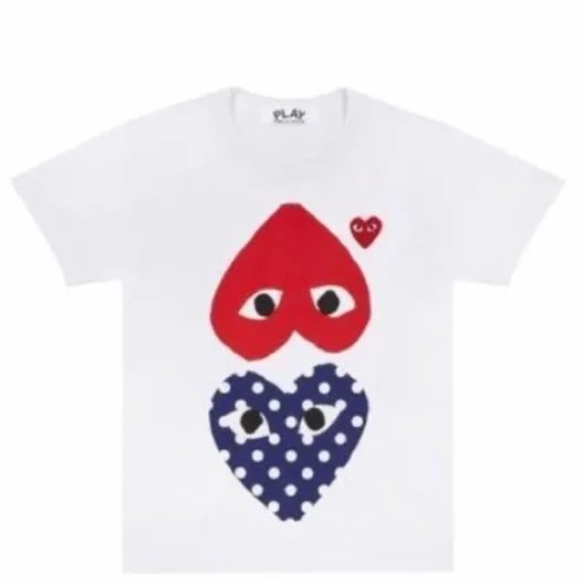 White Red Top Polka Dot Bottom Heart T-Shirt