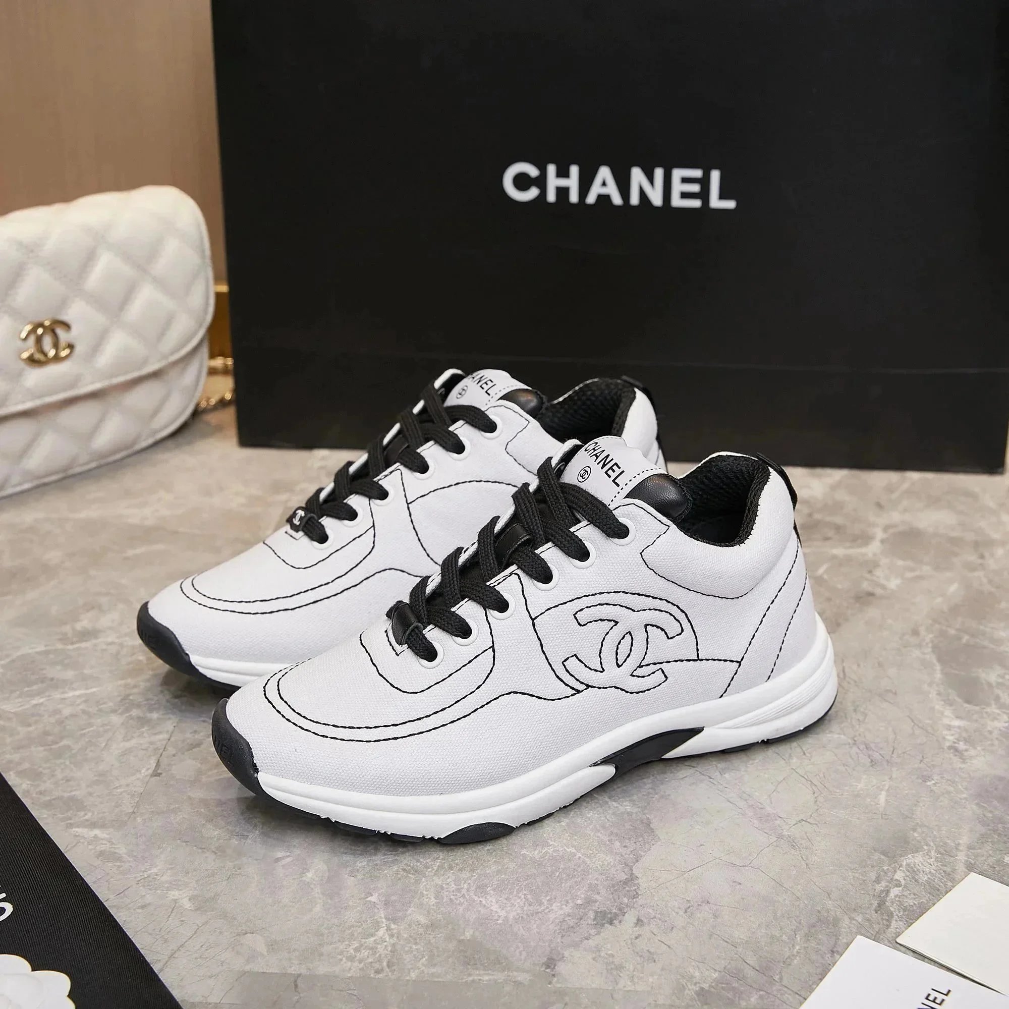 Chanel Sneakers Chunky mesh low-top with interlocking CC logo — 33