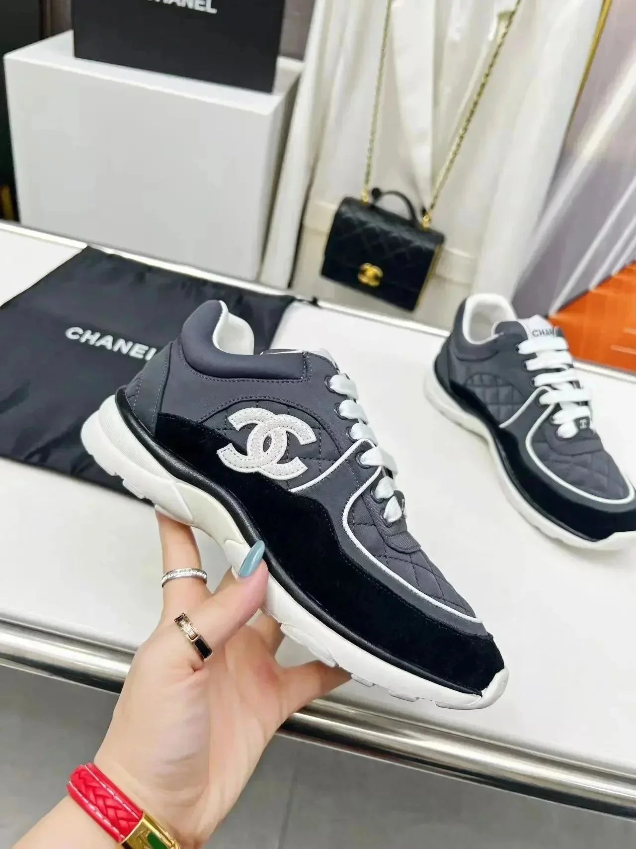 Chanel Sneakers Chunky mesh low-top with interlocking CC logo — 34