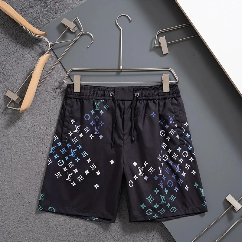 LV Gradient Rainbow Logo Print Beach Shorts - rep szorty