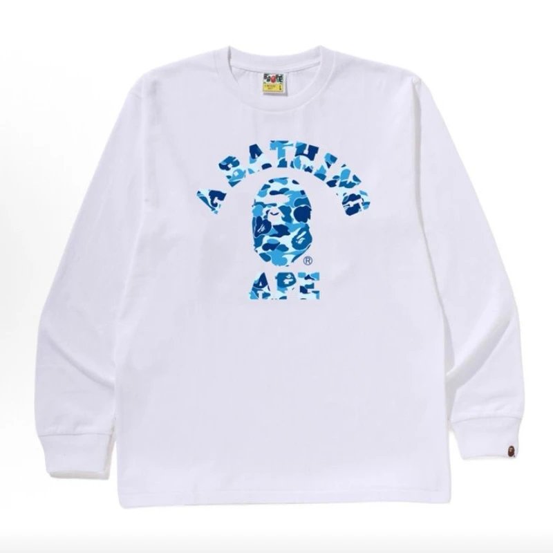 Bape ABC Camo College Long-Sleeve T-shirt White Blue