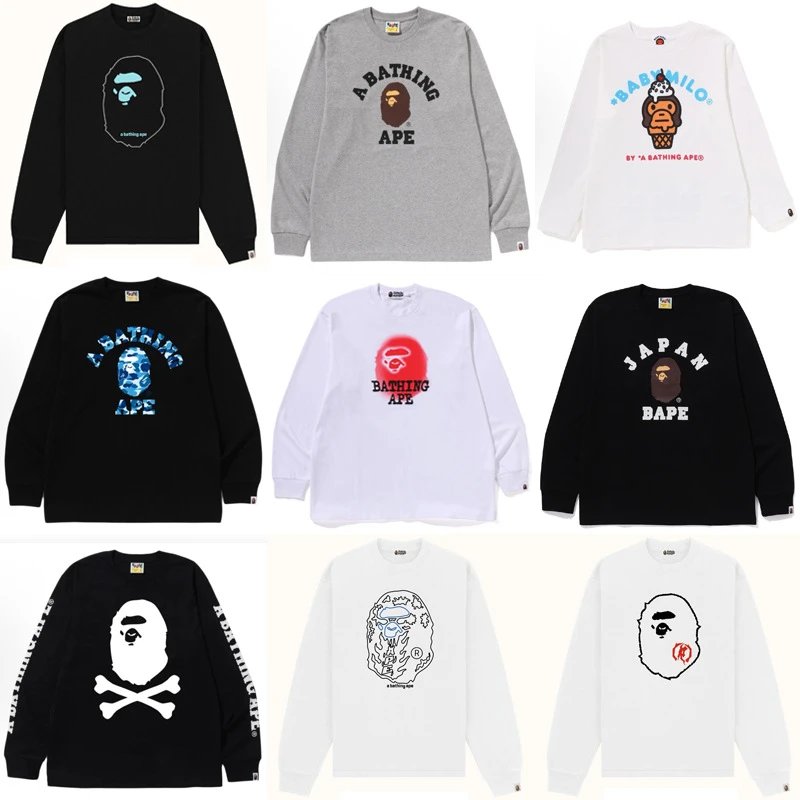 10/29 long sleeved T-shirt shark men's and women's pure cotton cartoon printed base shirt

