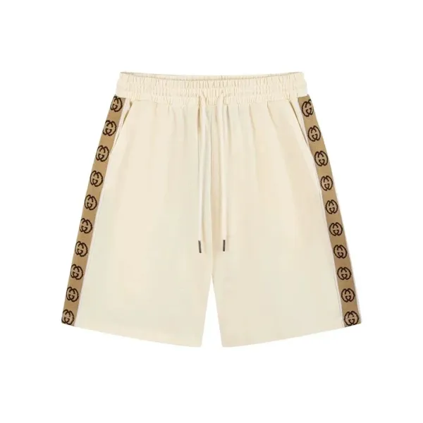 Gucci Web-Striped Cotton Shorts Beige - 1