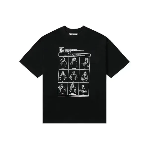 Maison Margiela MM6 Communication Chart Black T-Shirt - 1