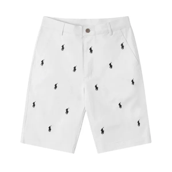 Ralph Lauren Polo Player All-Over Embroidered White Shorts - 1