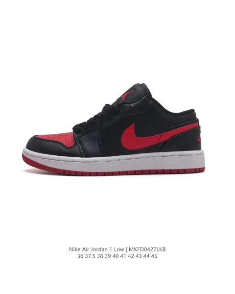 Air Jordan 1 Low Black University Red Sneakers - 1