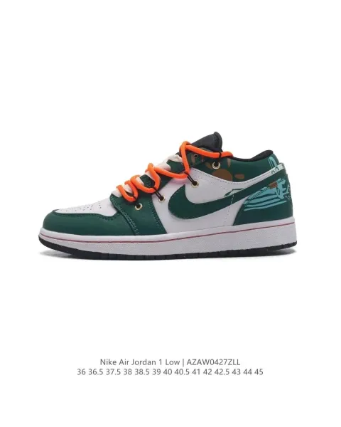 Air Jordan 1 Low 'Space Jam' Green Orange Sneakers - 1