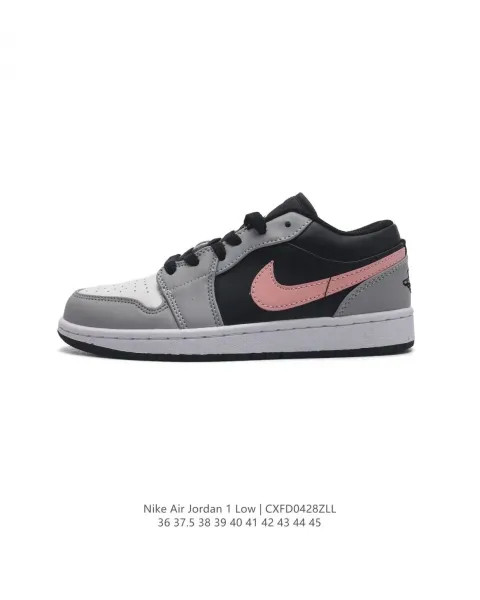 Air Jordan 1 Low Wolf Gray Pink Sneakers - 1