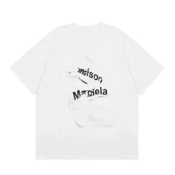 Maison Margiela Torn Paper Logo White T-Shirt - 1