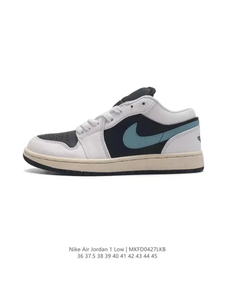 Air Jordan 1 Low White Navy Teal Sneakers - 1