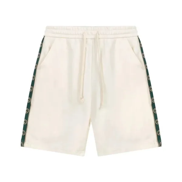 Gucci Web-Striped Cotton Shorts Beige - 1
