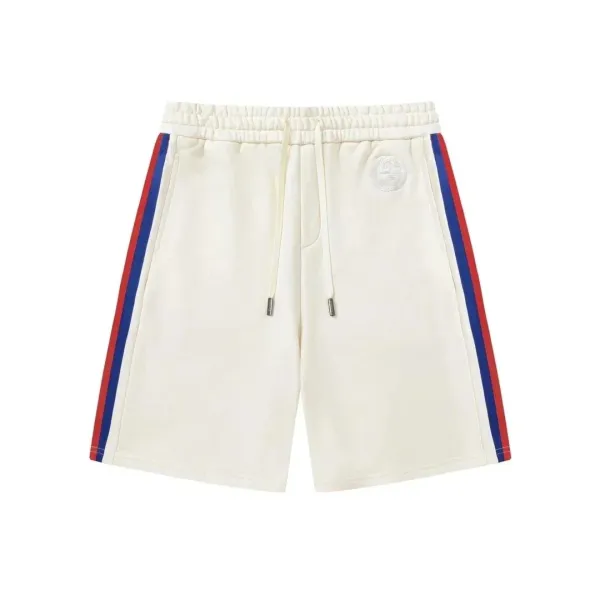 Gucci Web-Striped Cotton Terry Shorts Beige - 1