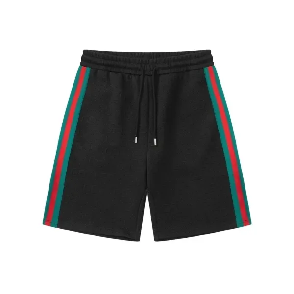 Gucci GG Jacquard Track Shorts Black with Red-Green Web Stripes - 1
