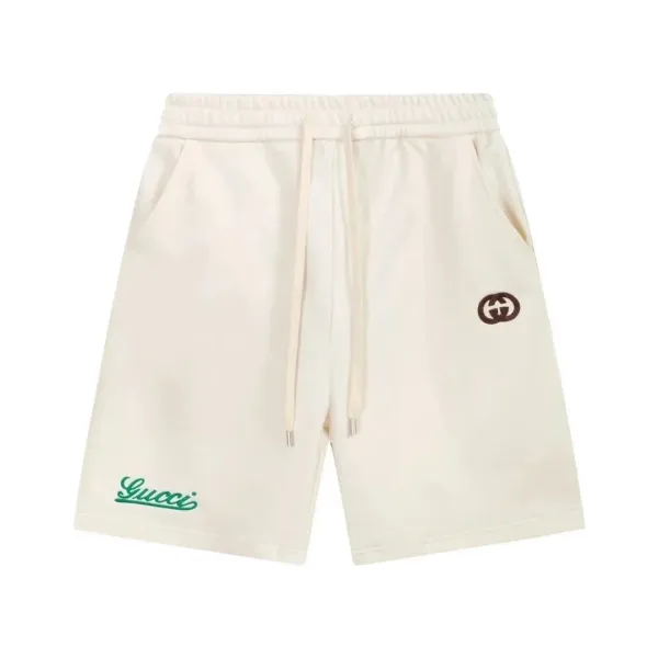 Gucci Logo-Embroidered Beige Sweat Shorts - 1