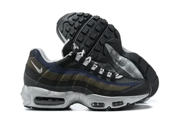 Nike Air Max 95 Black Olive Green Silver Sneakers - 1