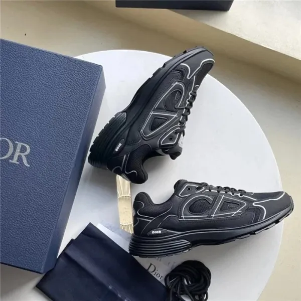 Dior B23 Low Silver Black Chunky Sneakers - 6