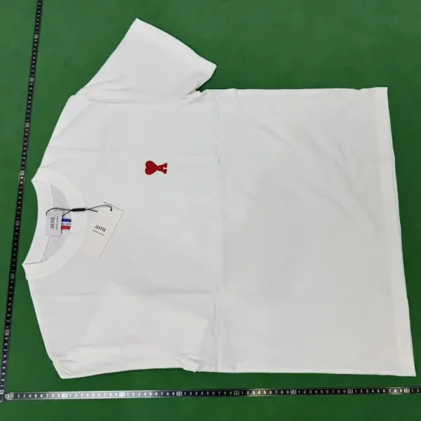 Ami Paris Heart Logo T-Shirt Pink - 2