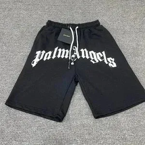 Palms Angels Logo Print Black Sweatshorts - 1