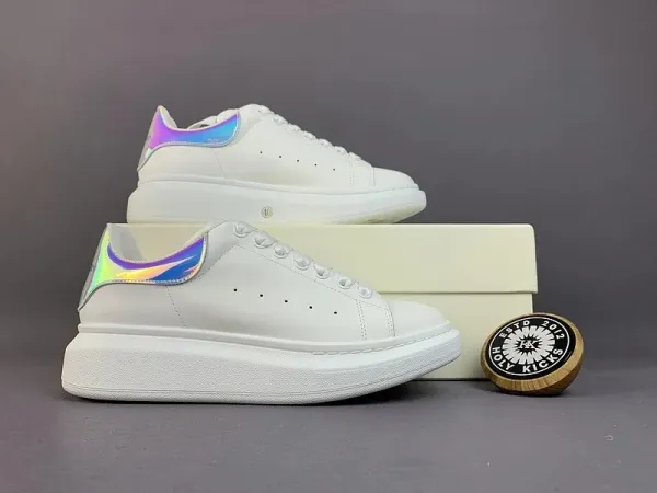 Alexander McQueen Oversized Sneakers White with Black Croc-Embossed Heel Tab Sneakers - 5