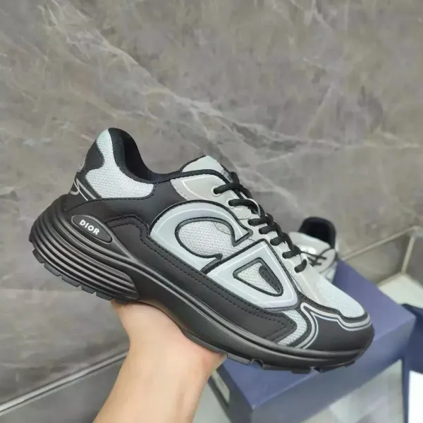 Dior B23 Low Silver Black Chunky Sneakers - 1