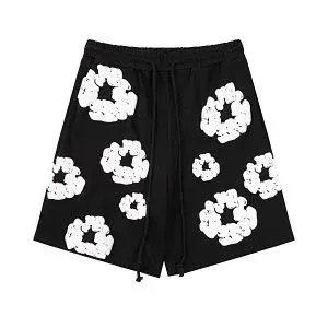Off-White Floral Print Drawstring Shorts Red - 11