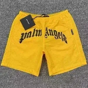 Palm Angels Logo Print Yellow Swim Shorts - 1