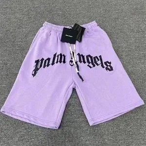 Palm Angels Logo Print Lavender Sweatshorts - 1
