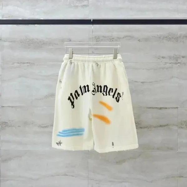 Palm Angels Spray Paint Logo Shorts White - 1