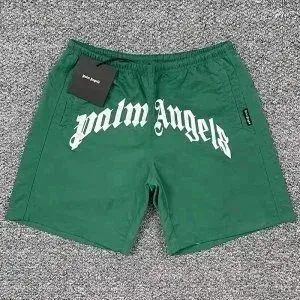 Palm Angels Logo Print Green Shorts - 1