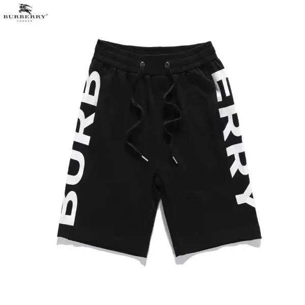Burberry Logo Print Black Cotton Shorts - 1