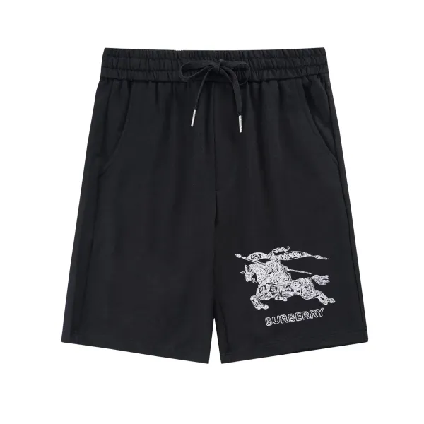 Burberry Equestrian Knight Embroidered Shorts Black - 1