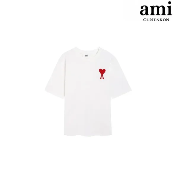 Ami Paris Heart Logo White T-Shirt - 1