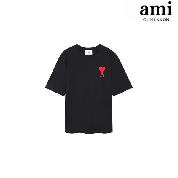 Ami Paris Heart Logo Black T-Shirt - 1