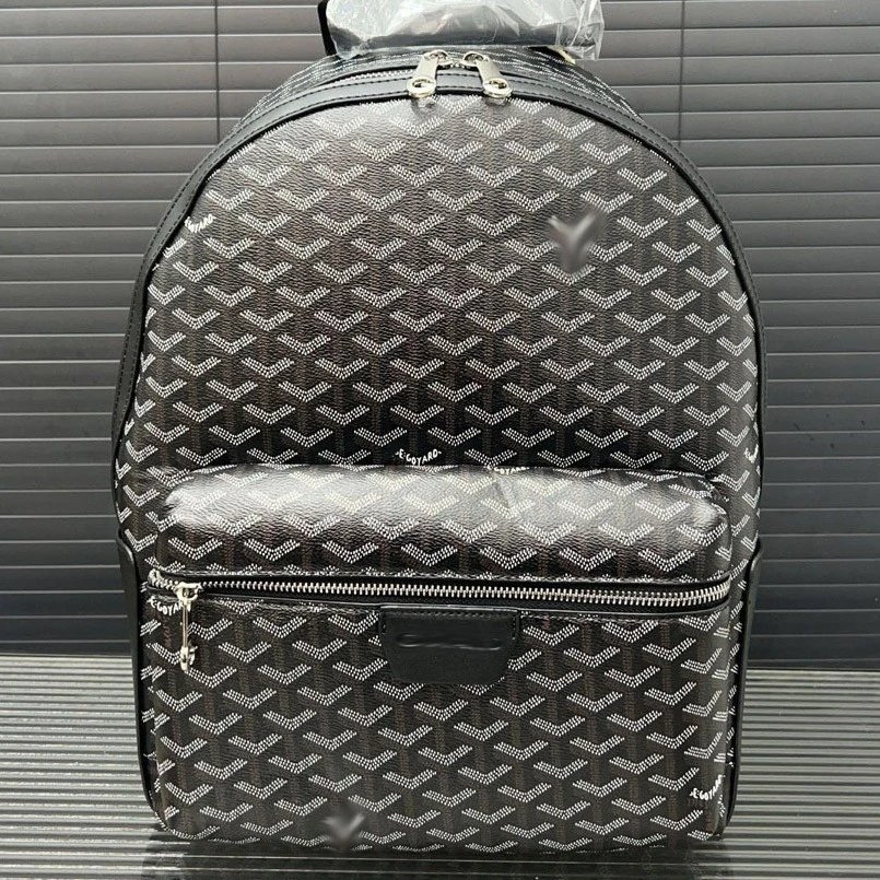 Goyard Backpacks Chevron-print zip backpack with front pocket — Black