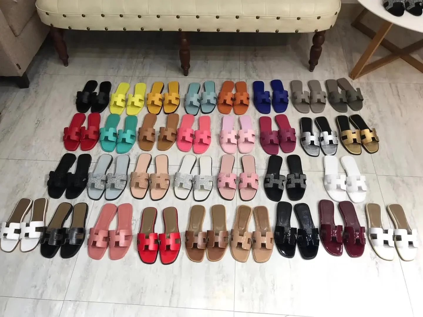 Hermes爱马仕拖鞋爱马仕粗跟拖鞋高版本2021春夏新款外穿拖鞋女H拖鞋女潮拖鞋女沙滩鞋女拖鞋夏潮牌女鞋拖鞋H拖真皮粗跟平底凉鞋拖鞋