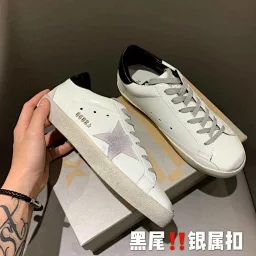 thumbnail for ￼GGDB small dirty shoes new old women's sneakers men's dirty shoes star small white shoes Korean version of retro star small dirty shoes black tail red tail silver