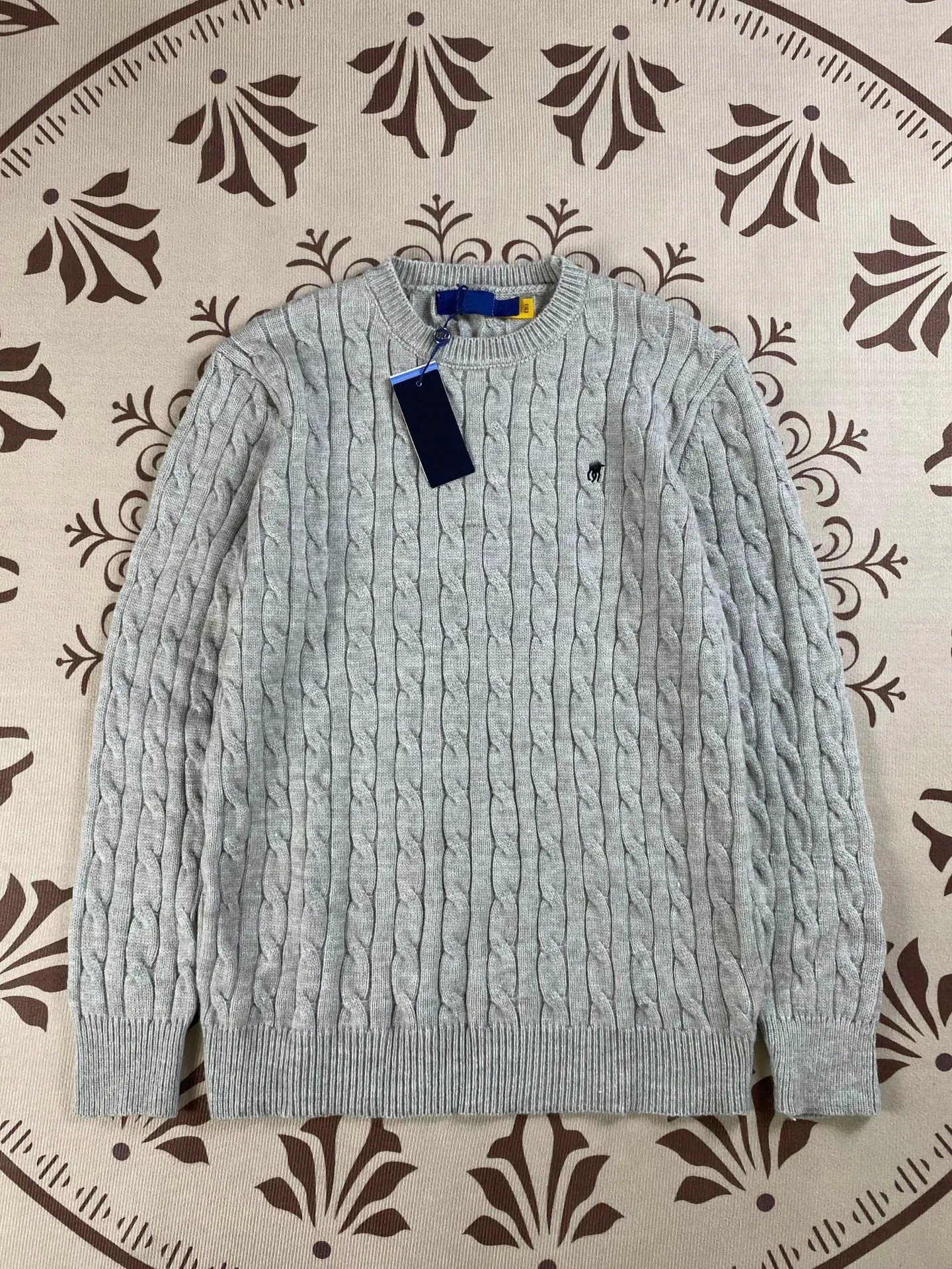 RL Ralph takes a real picture of the pony logo warm autumn and winter round neck Fried Dough Twists knitwear men can scan size lovers embroidery sweater women