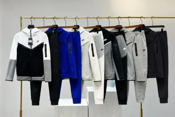 Nike Tech Fleece Windrunner Hoodie and Joggers Set Off-White Beige - 6