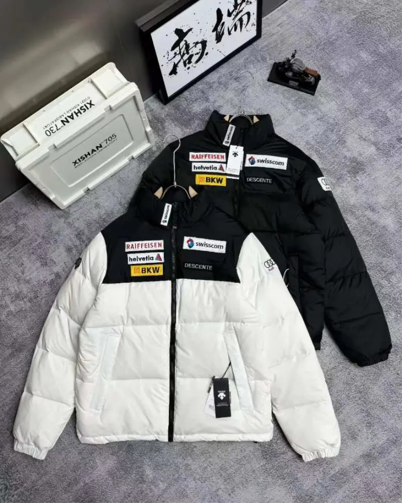 Descente Down Jacket with Sponsor Patches [Black & White Options]