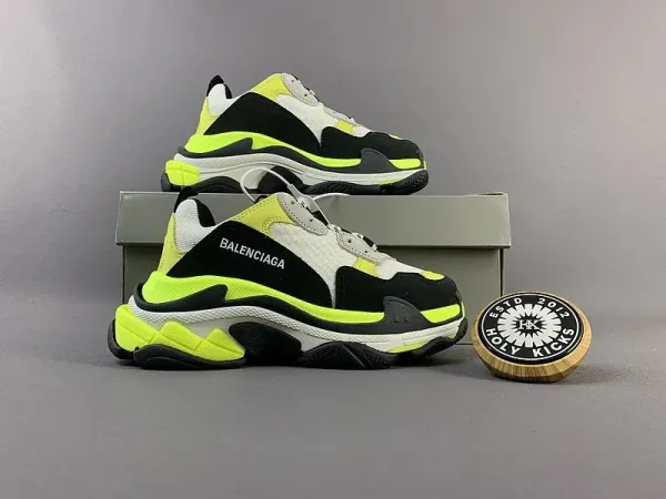 Balenciaga Triple S Neon Yellow Black White Sneakers - 1